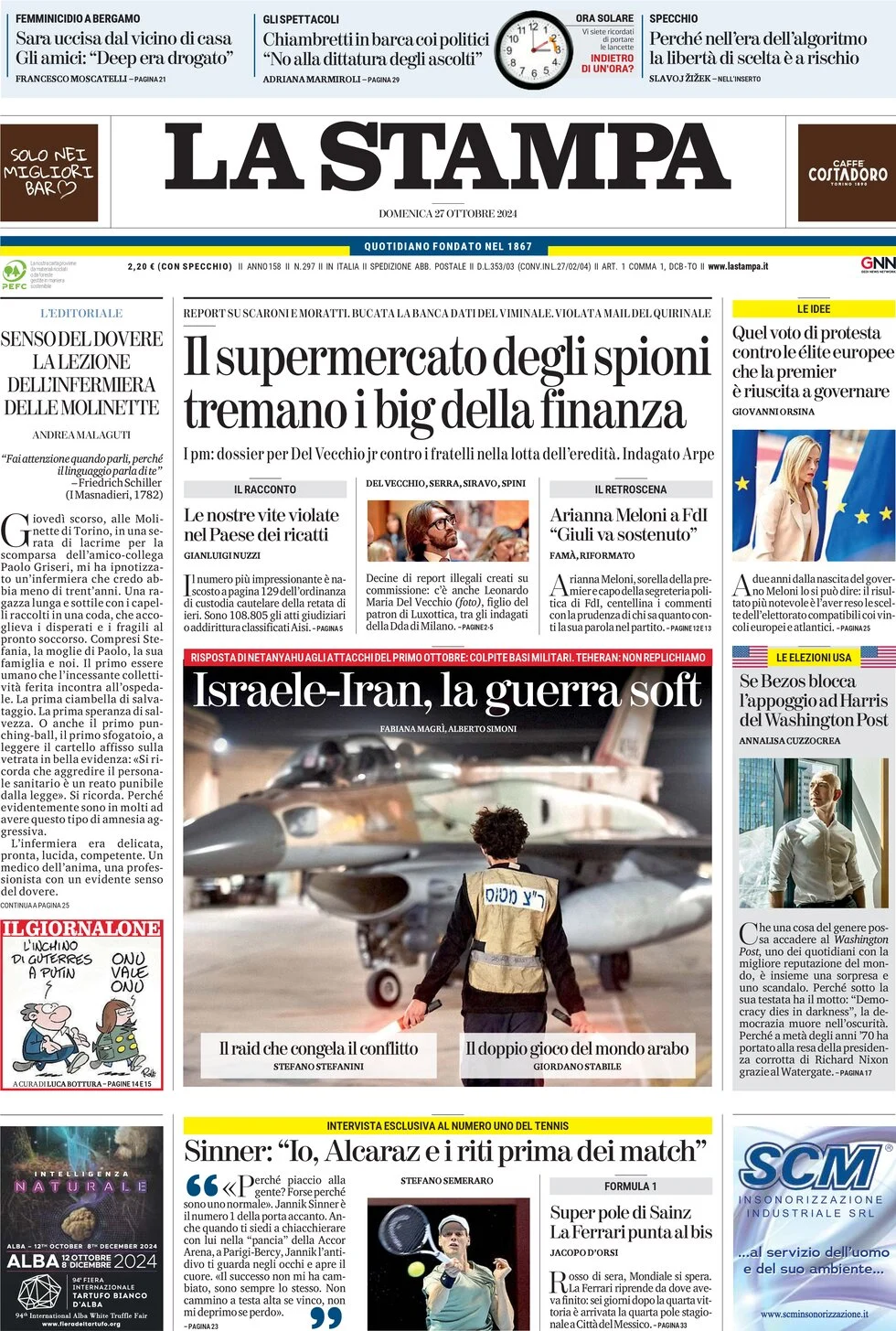 anteprima della prima pagina di la-stampa del 27/10/2024