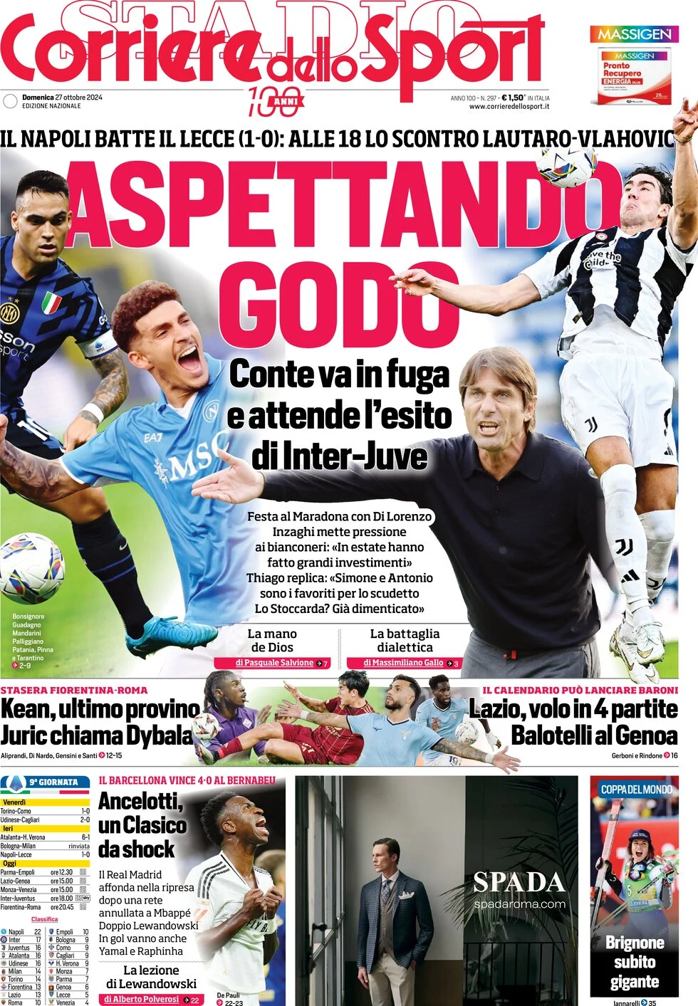 anteprima della prima pagina di corriere-dello-sport del 27/10/2024