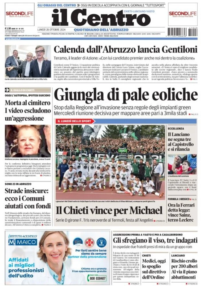 anteprima della prima pagina di il-centro-chieti del 28/10/2024