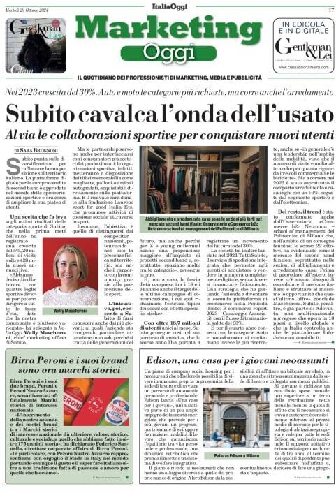 anteprima della prima pagina di marketing-oggi del 29/10/2024