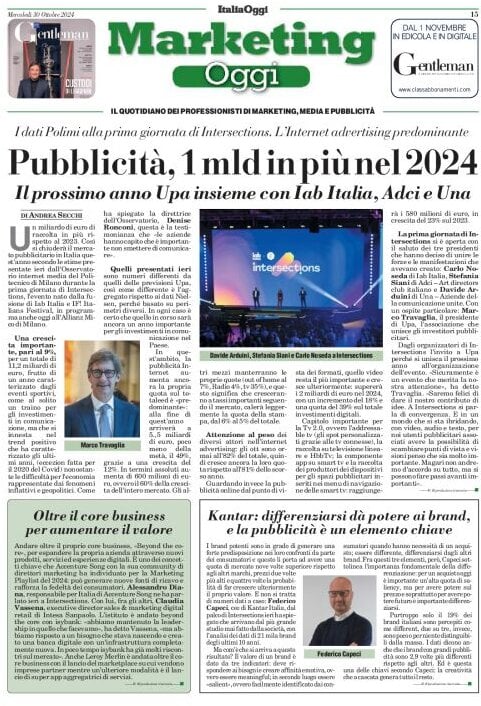 anteprima della prima pagina di marketing-oggi del 30/10/2024