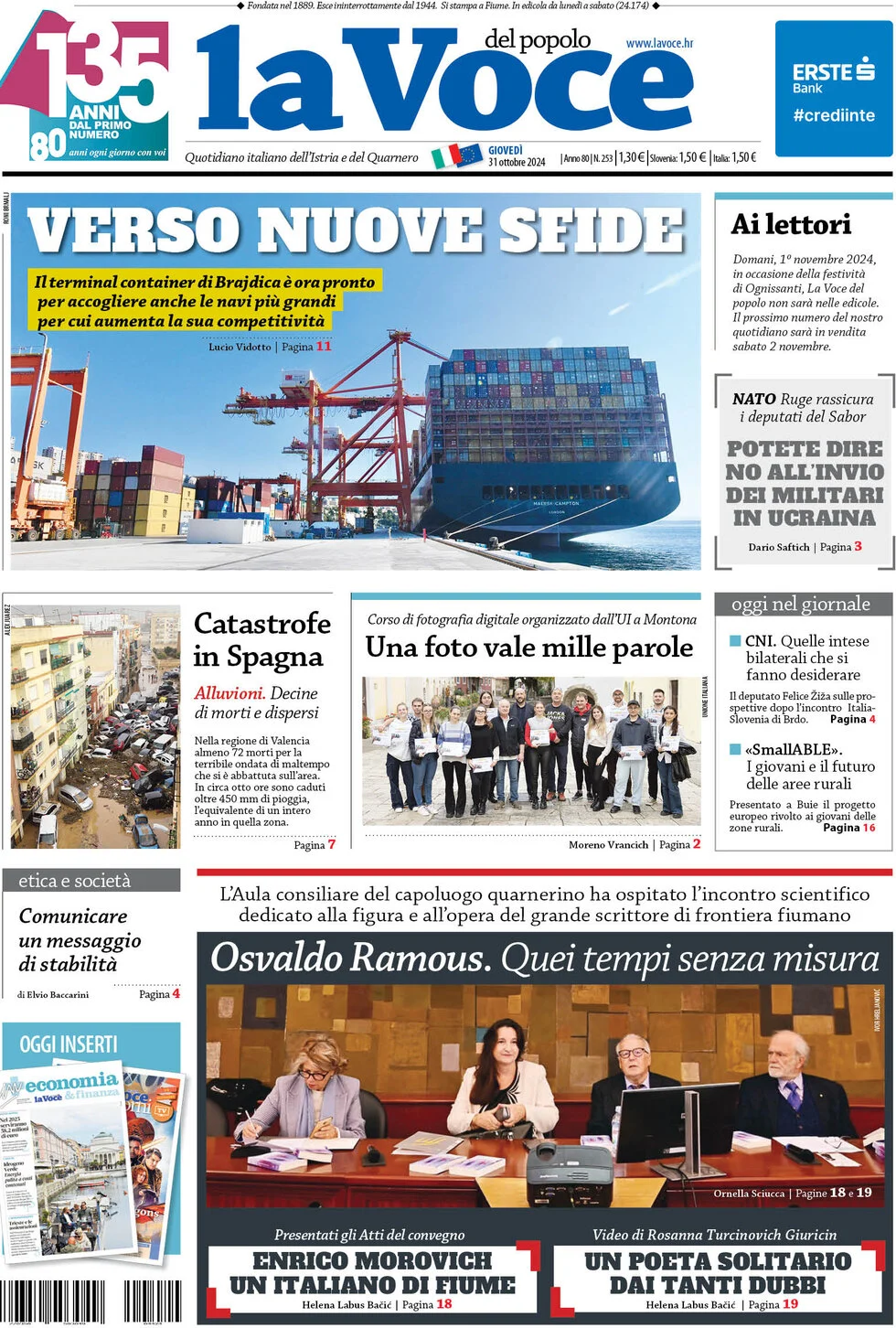 anteprima della prima pagina di la-voce-del-popolo del 31/10/2024
