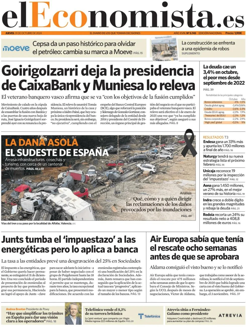 anteprima della prima pagina di el-economista del 31/10/2024