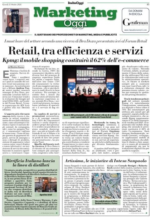 anteprima della prima pagina di marketing-oggi del 31/10/2024