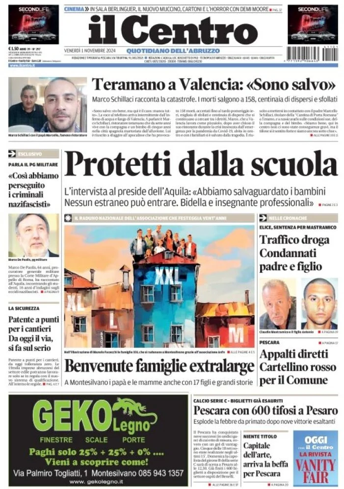 anteprima della prima pagina di il-centro-pescara del 01/11/2024