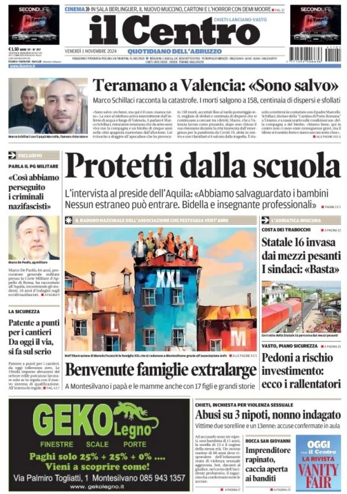 anteprima della prima pagina di il-centro-chieti del 01/11/2024