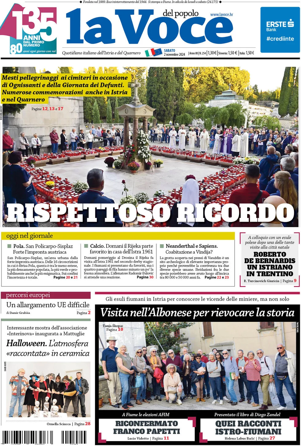 anteprima della prima pagina di la-voce-del-popolo del 02/11/2024