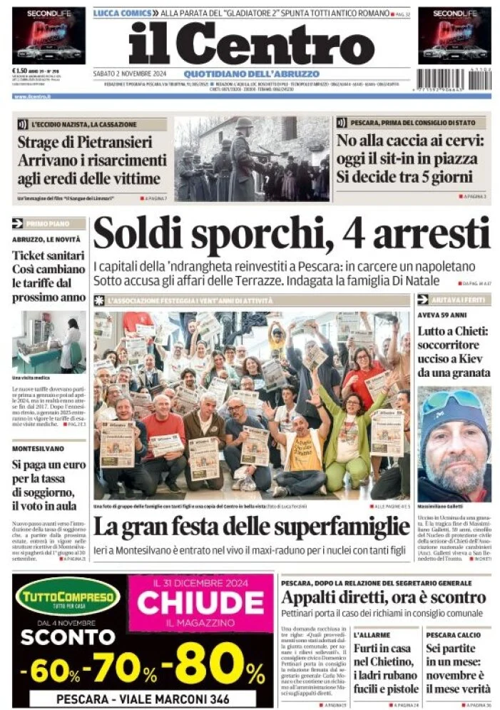 anteprima della prima pagina di il-centro-pescara del 02/11/2024