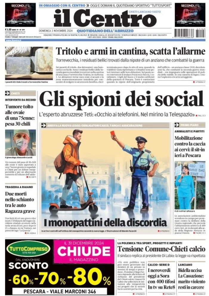 anteprima della prima pagina di il-centro-chieti del 03/11/2024