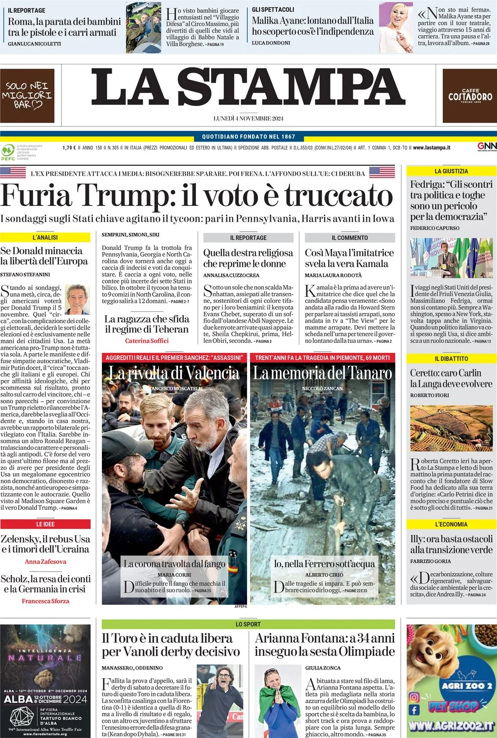 anteprima della prima pagina di la-stampa del 04/11/2024