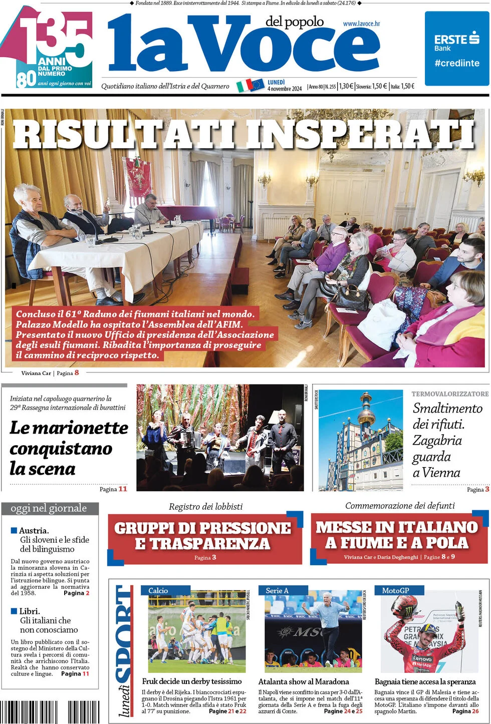 anteprima della prima pagina di la-voce-del-popolo del 04/11/2024