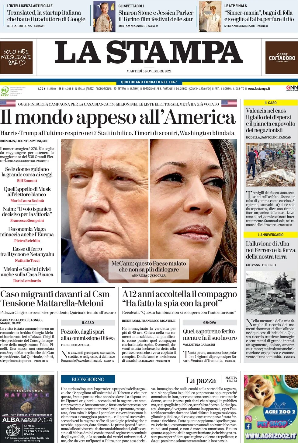 anteprima della prima pagina di la-stampa del 05/11/2024