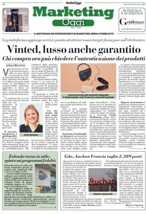anteprima della prima pagina di marketing-oggi del 06/11/2024