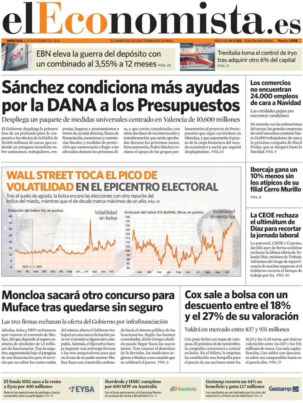 anteprima della prima pagina di el-economista del 06/11/2024