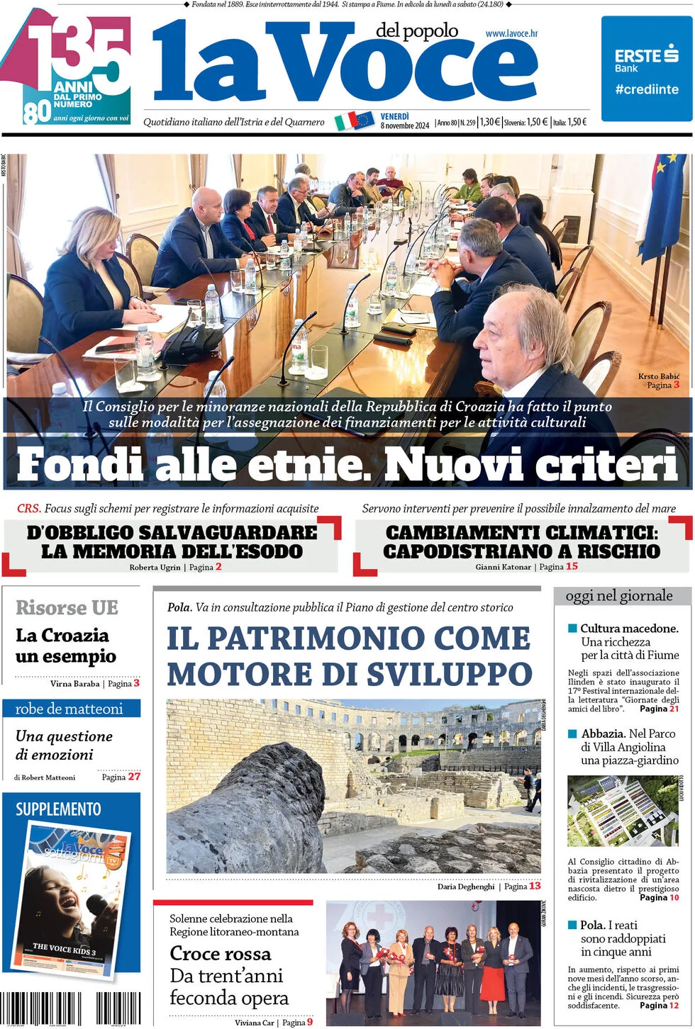 anteprima della prima pagina di la-voce-del-popolo del 08/11/2024