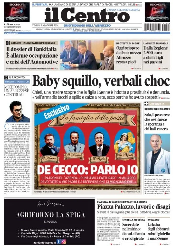 anteprima della prima pagina di il-centro-laquila del 08/11/2024