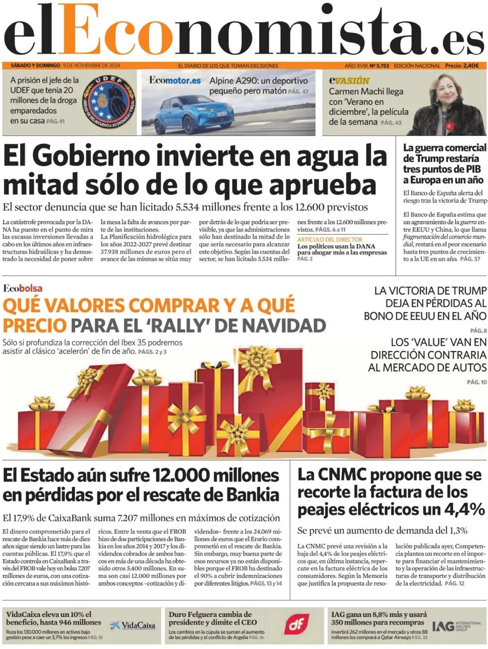 anteprima della prima pagina di el-economista del 09/11/2024