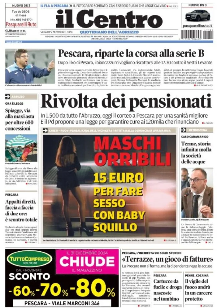 anteprima della prima pagina di il-centro-pescara del 09/11/2024