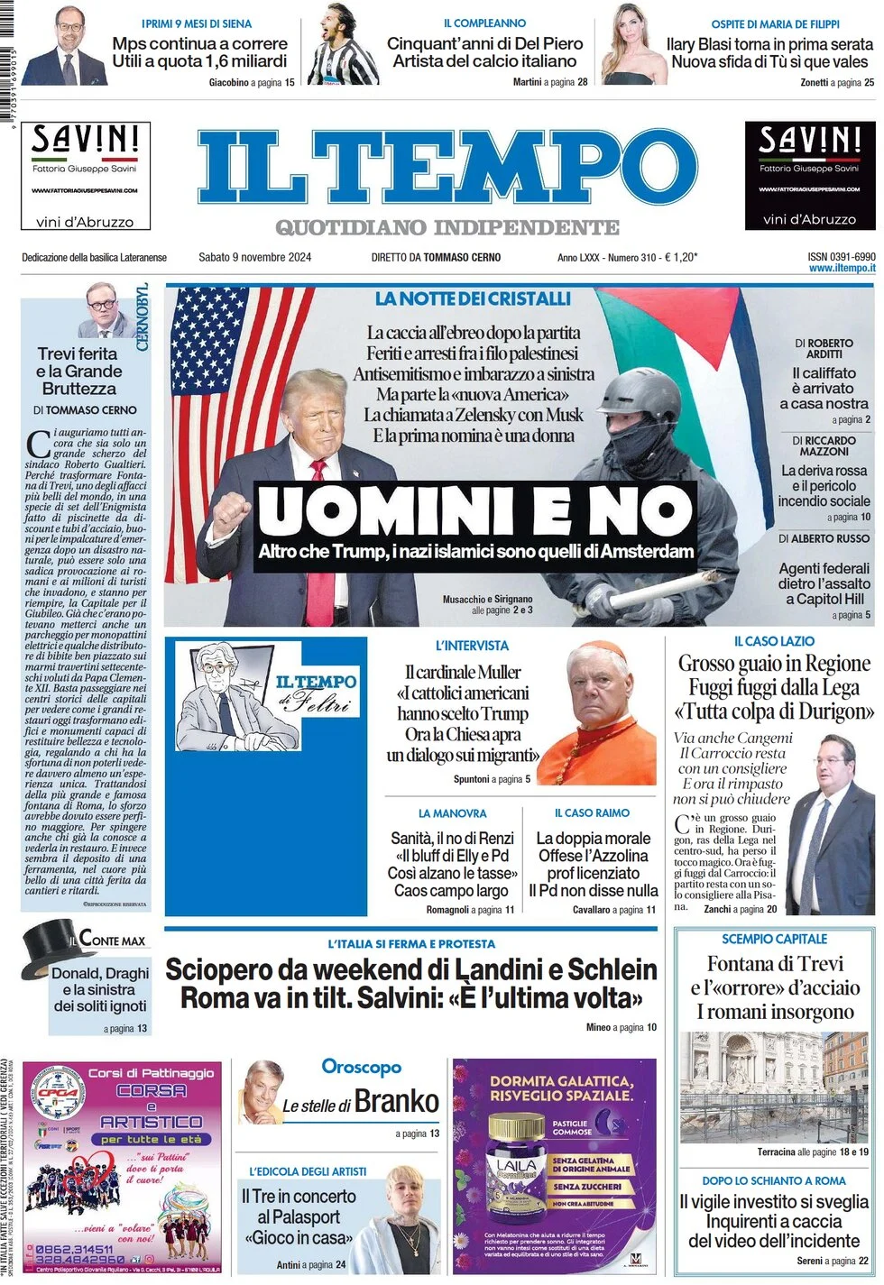 anteprima della prima pagina di il-tempo del 09/11/2024