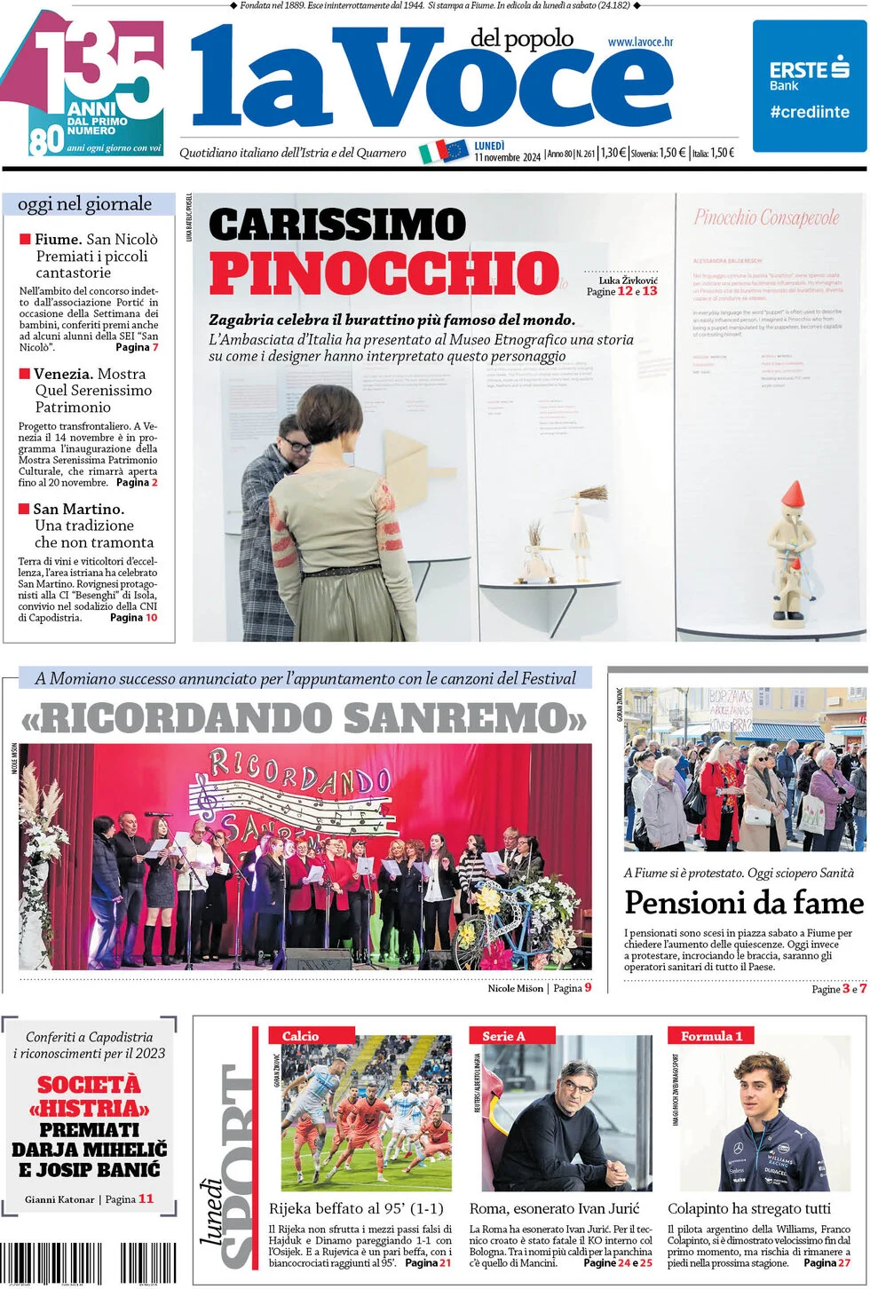 anteprima della prima pagina di la-voce-del-popolo del 11/11/2024