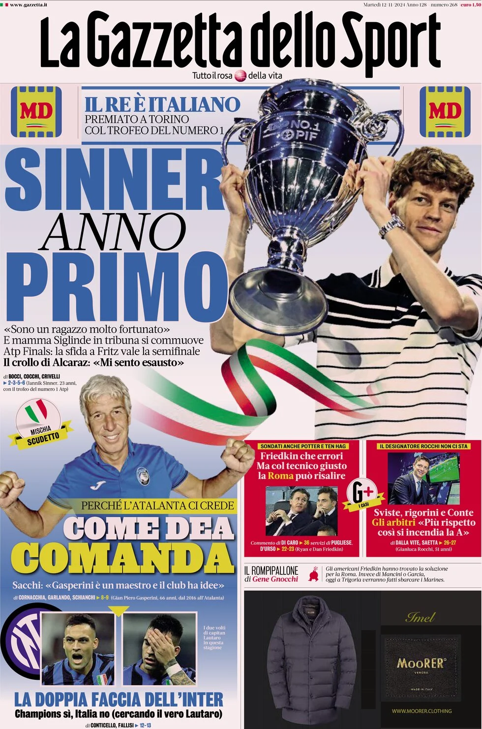 anteprima della prima pagina di la-gazzetta-dello-sport del 12/11/2024