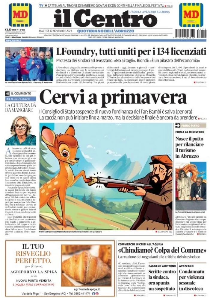 anteprima della prima pagina di il-centro-laquila del 12/11/2024