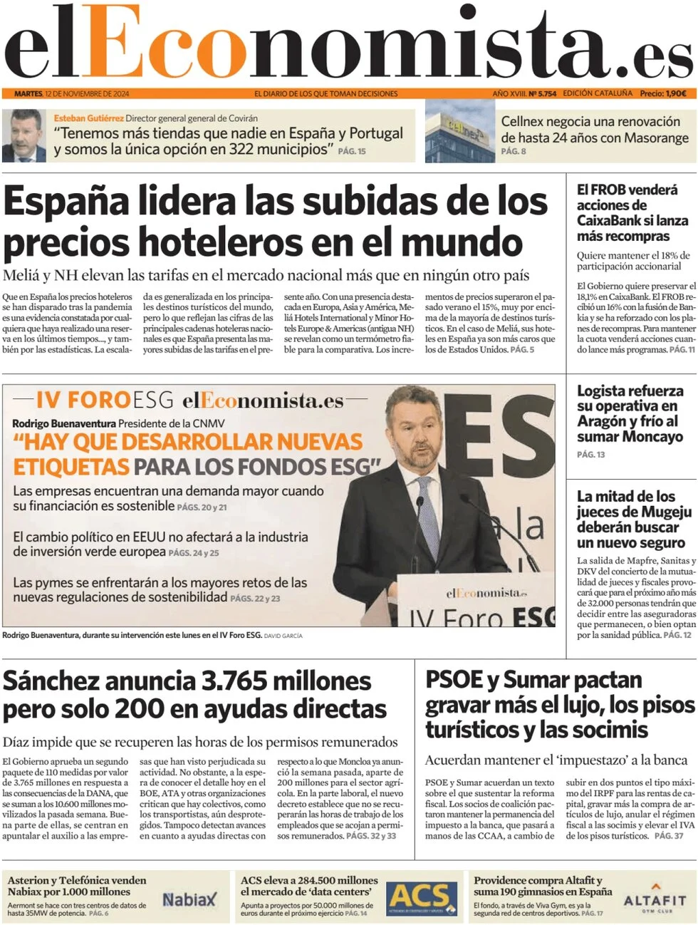 anteprima della prima pagina di el-economista del 12/11/2024
