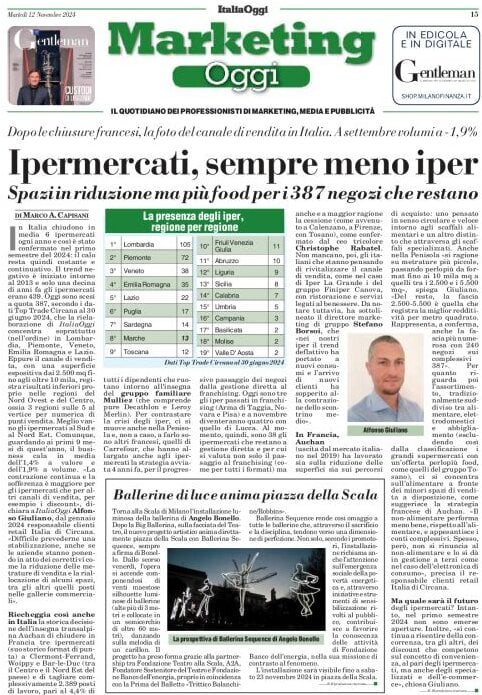 anteprima della prima pagina di marketing-oggi del 12/11/2024