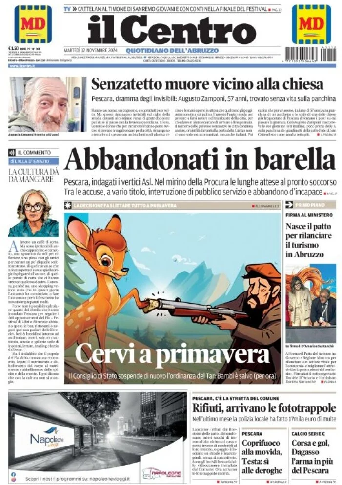 anteprima della prima pagina di il-centro-pescara del 12/11/2024