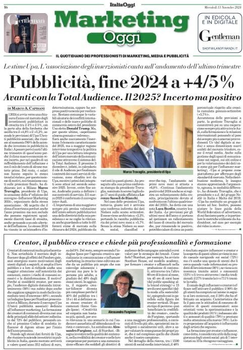anteprima della prima pagina di marketing-oggi del 13/11/2024