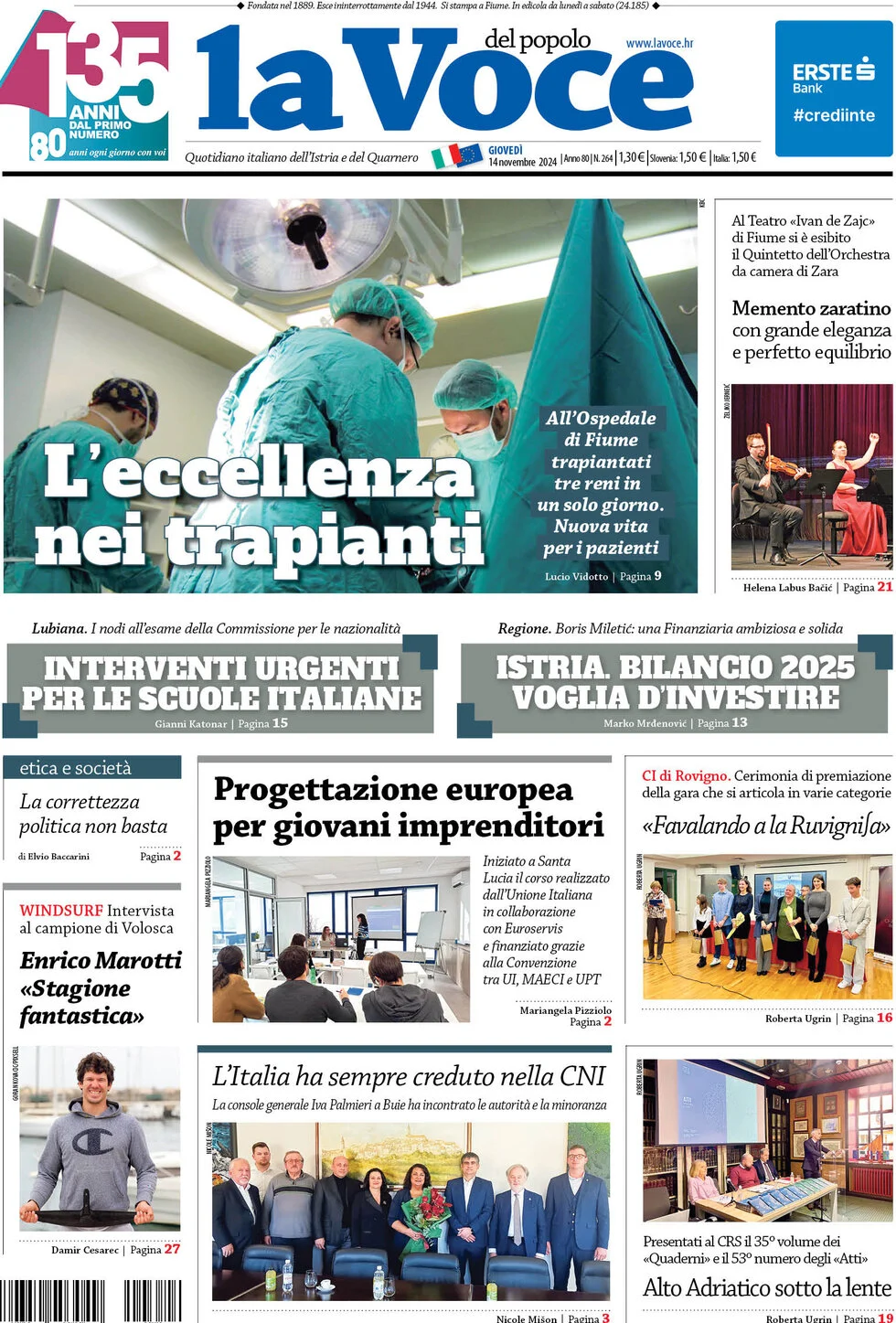 anteprima della prima pagina di la-voce-del-popolo del 14/11/2024
