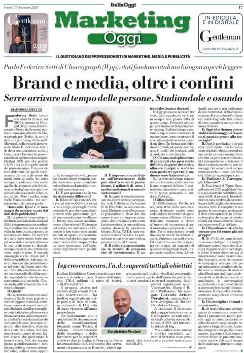 anteprima della prima pagina di marketing-oggi del 15/11/2024