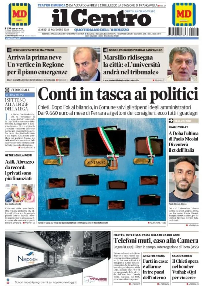 anteprima della prima pagina di il-centro-chieti del 15/11/2024