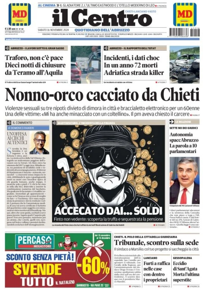anteprima della prima pagina di il-centro-chieti del 16/11/2024