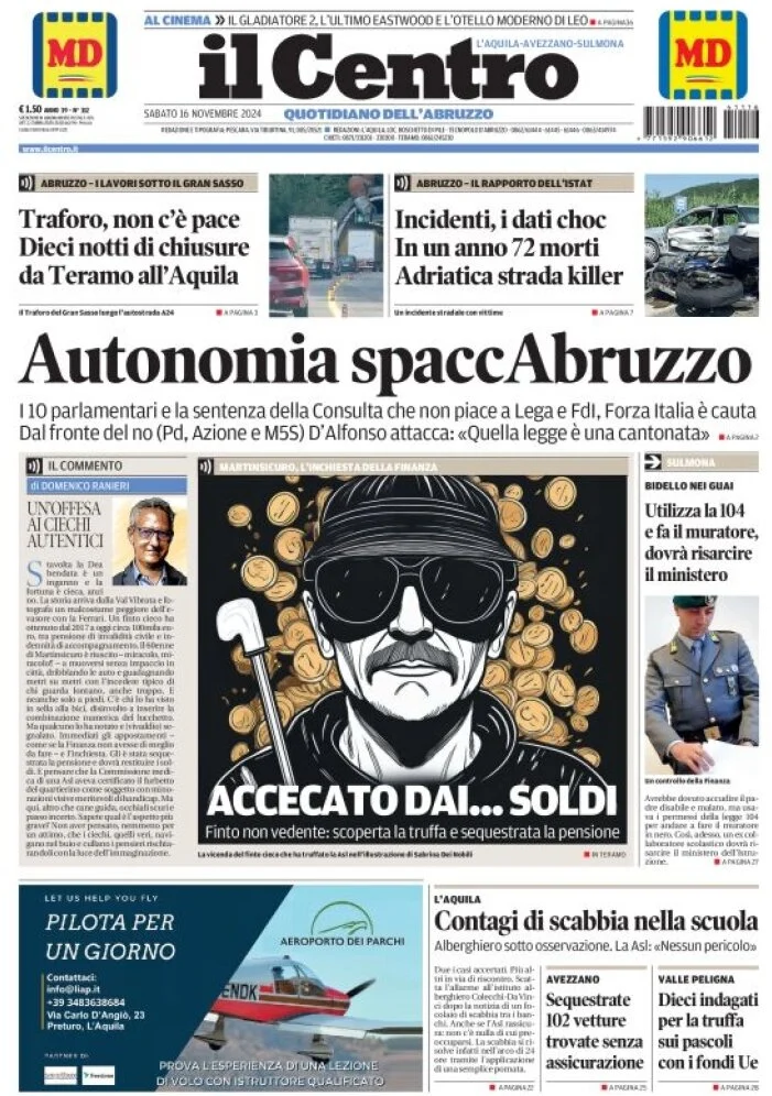 anteprima della prima pagina di il-centro-laquila del 16/11/2024