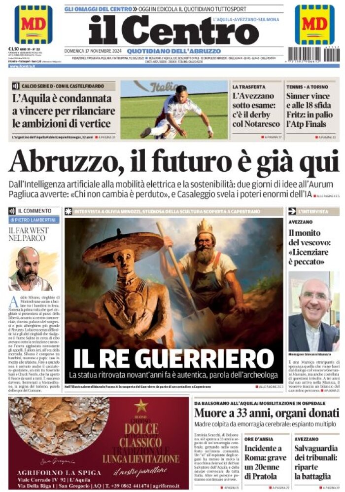 anteprima della prima pagina di il-centro-laquila del 17/11/2024