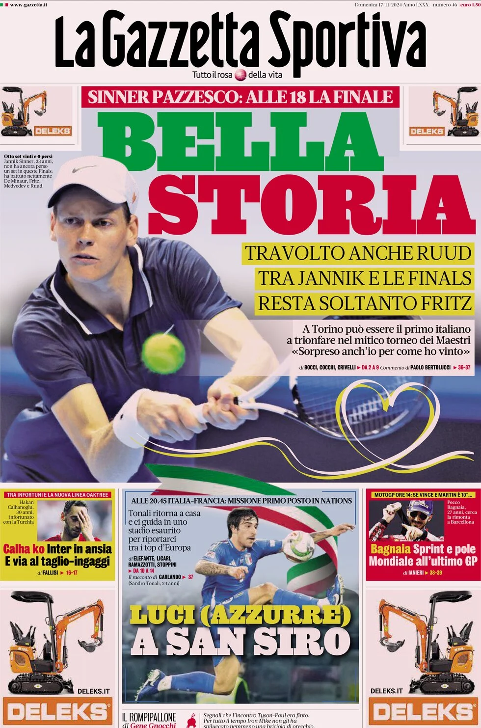 anteprima della prima pagina di la-gazzetta-dello-sport del 17/11/2024
