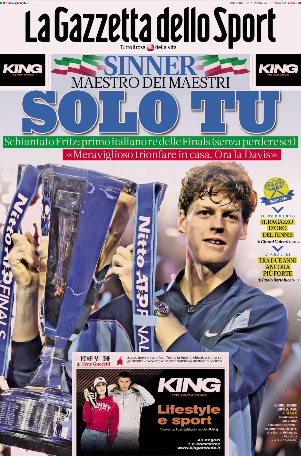 anteprima della prima pagina di la-gazzetta-dello-sport del 18/11/2024