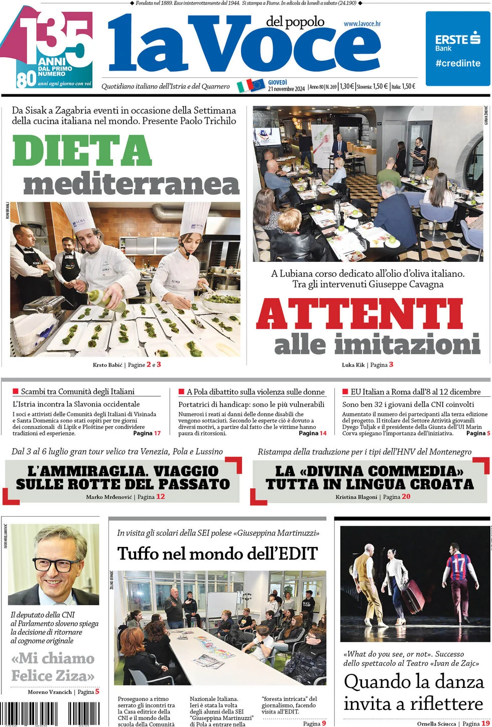 anteprima della prima pagina di la-voce-del-popolo del 21/11/2024