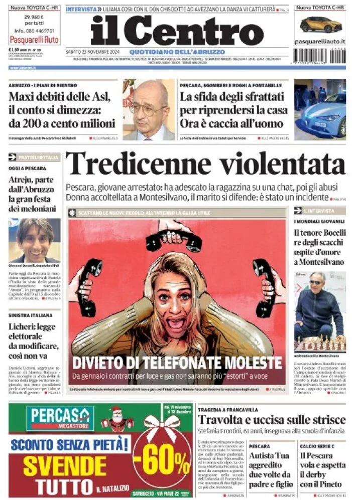 anteprima della prima pagina di il-centro-pescara del 23/11/2024