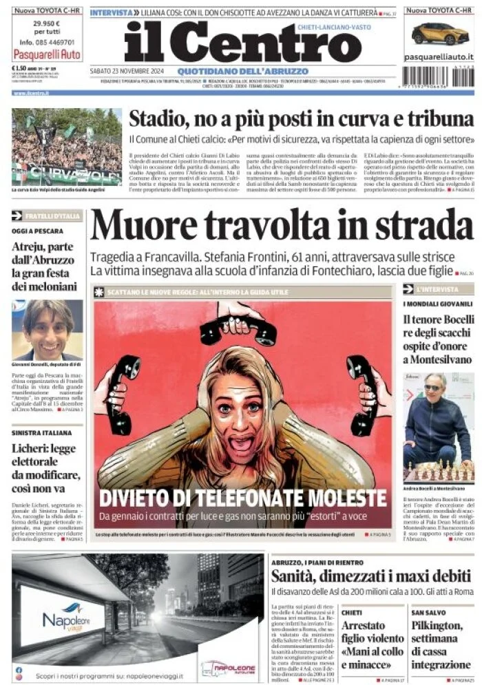 anteprima della prima pagina di il-centro-chieti del 23/11/2024