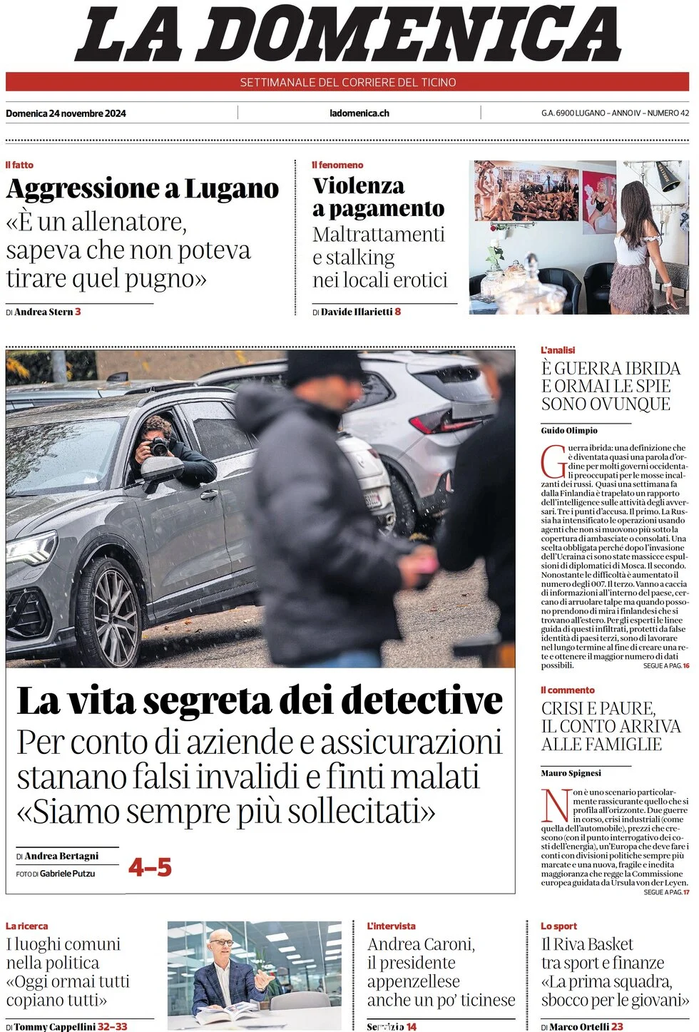 anteprima della prima pagina di corriere-del-ticino del 24/11/2024
