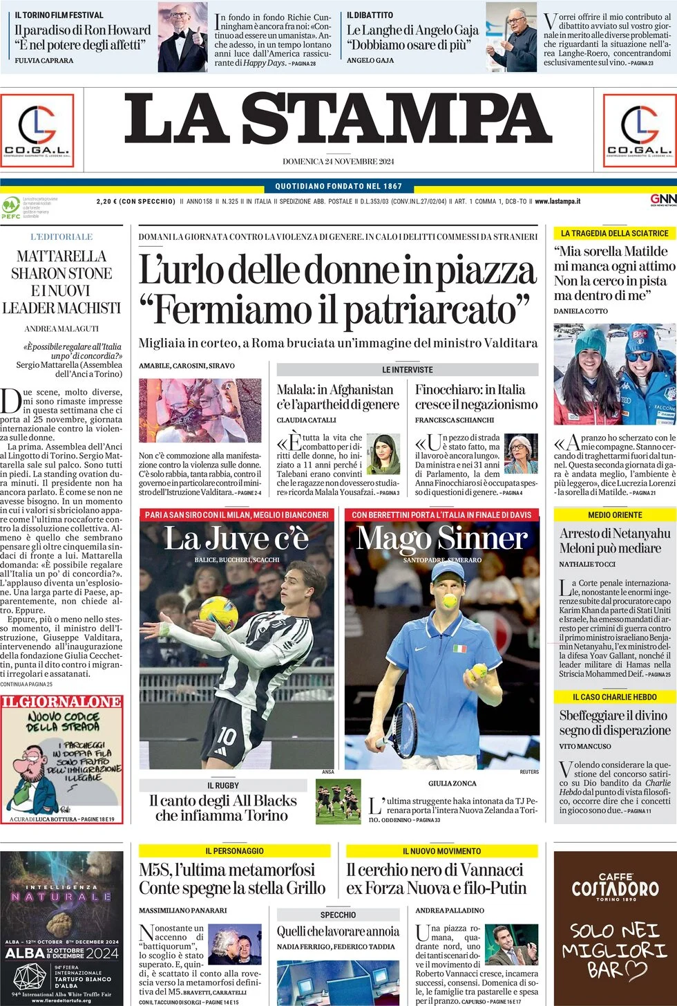 anteprima della prima pagina di la-stampa del 24/11/2024