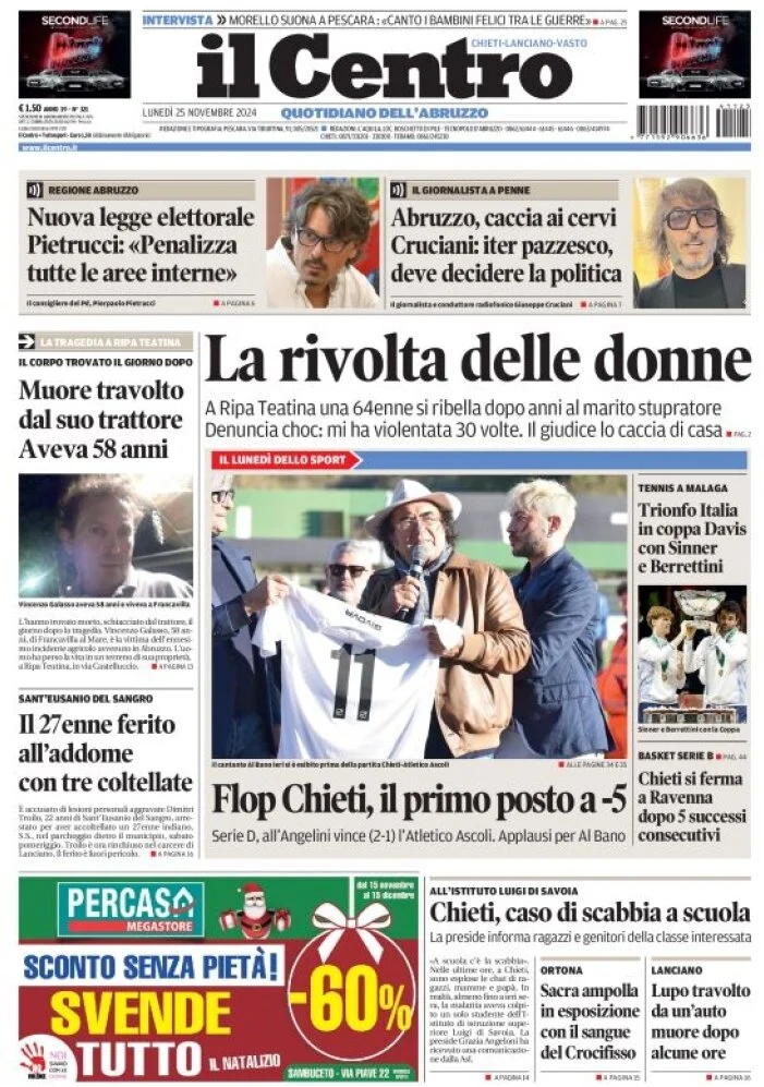 anteprima della prima pagina di il-centro-chieti del 25/11/2024