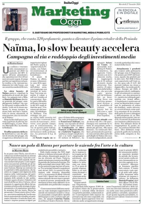 anteprima della prima pagina di marketing-oggi del 27/11/2024