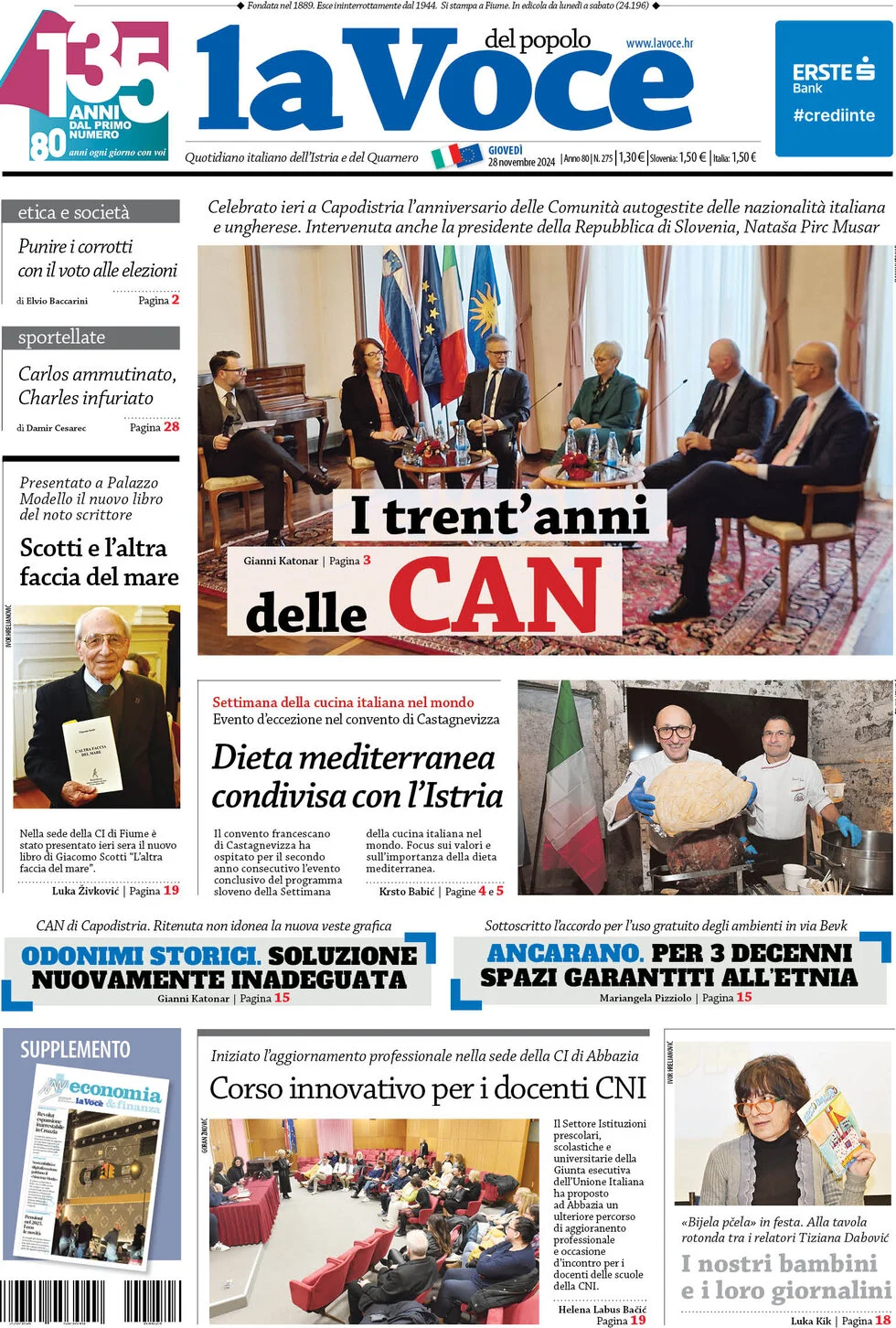anteprima della prima pagina di la-voce-del-popolo del 28/11/2024
