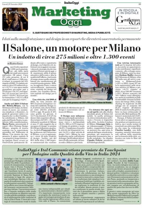 anteprima della prima pagina di marketing-oggi del 29/11/2024