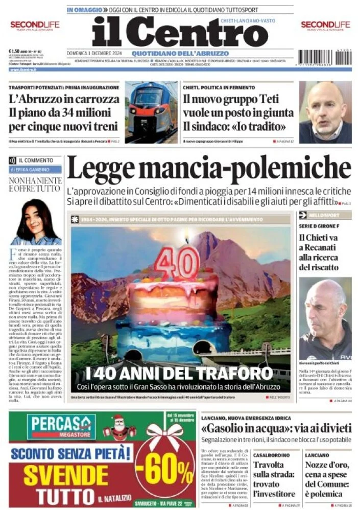 anteprima della prima pagina di il-centro-chieti del 01/12/2024