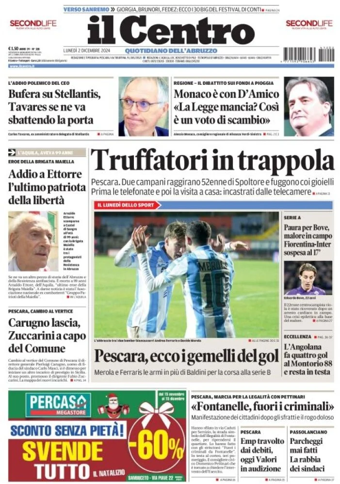 anteprima della prima pagina di il-centro-pescara del 02/12/2024