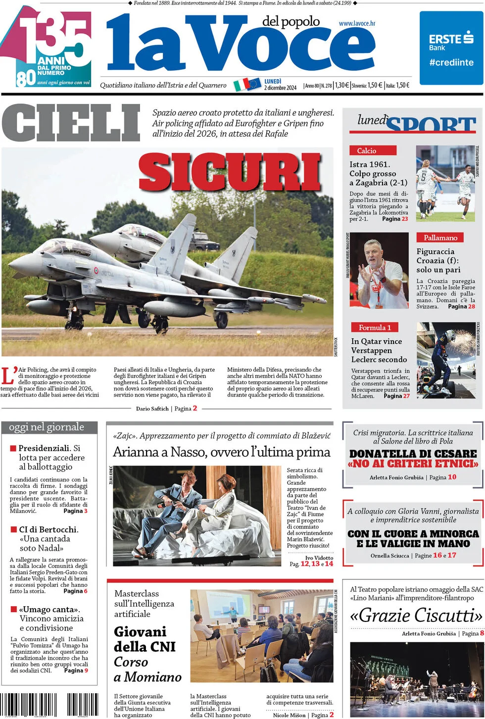 anteprima della prima pagina di la-voce-del-popolo del 02/12/2024